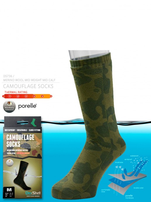 Носки водонепроницаемые DEXSHELL Camouflage Sock DS736, размер M (39-42)
